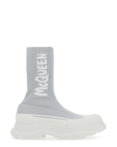 Alexander McQueen Logo Print Slip-On Boots