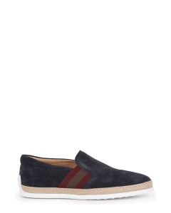 Tod's Almond-Toe Striped Patch Embellished Loafers