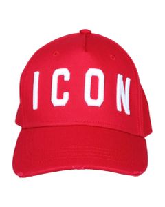 Embroidered Baseball Hat In Red Fabric