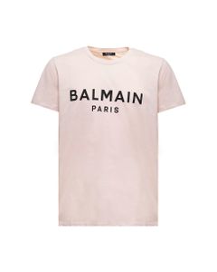 Pink Cotton T-shirt With Logo Print Balmain Man