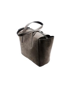 Shopping Bag In Suede With Double Handle With Sparkling Jewe