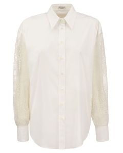Brunello Cucinelli Broderie-Anglaise Panelled Buttoned Shirt