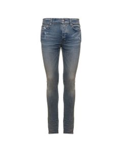 Stack Blue Denim Jeans With Ripped Inserts Amiri Man