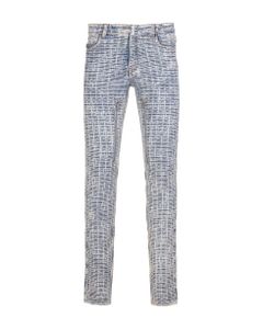 Man Skinny Jeans In White And Blue 4g Denim With Zip