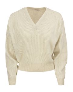 Dazzling & Sparkling Cashmere And Wool Rib Sweater
