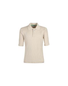 Cotton Jersey Polo Shirt With Overlock Stitch