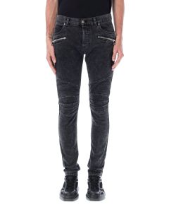 Balmain Skinny Cut Zip-Detailed Jeans