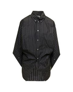 Balenciaga Women's Twisted Swing Striped Technical Cotton Shirt