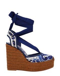 Dolce & Gabbana Majolica-Print Ankle Strap Espadrilles
