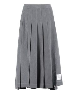 Thom Browne Logo Label Midi Pleated Skirt