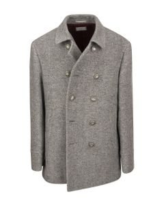 One-and-a-half-breasted Wool And Cashmere Coat With Metal Buttons