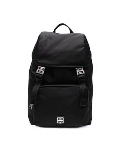 Man Backpack In Black Nylon With 4g Applications