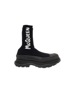 Alexander Mcqueen Men's Stretch Knit And Rubber Sock Sneakers With Logo