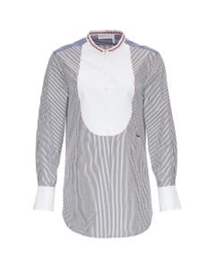 Striped Cotton Shirt With Contrasting Bib