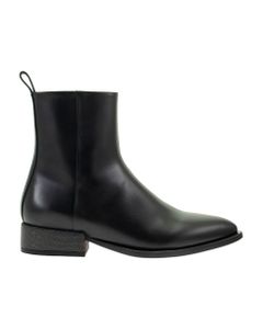 Mid Calf Boots Smooth Calfskin Boots With Precious Heel