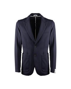 Paolo Pecora Blue Jersey Single-breasted Suit Jacket