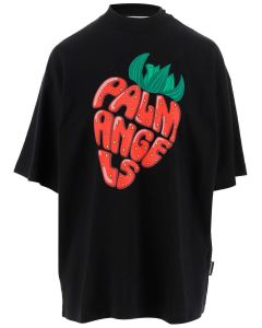 Palm Angels Strawberry Logo Printed Crewneck T-Shirt