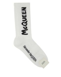 Alexander McQueen Graffiti Logo Intarsia-Knit Socks