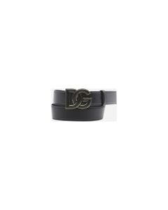 Leather Belt With Interwoven Dg Logo