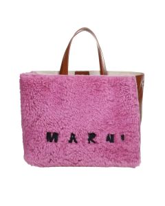 Museo Logo Embroidered Shearling Tote Bag