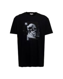 Alexander Mcqueen Man's Black Cotton T-shirt With Logo Print