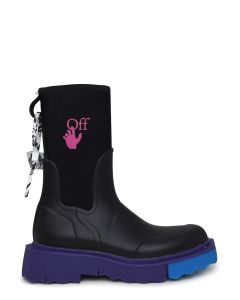 Off-White Rainboot Sponge Logo Printed Ankle Boots