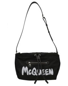 Alexander McQueen Graffiti Logo Print Shoulder Bag