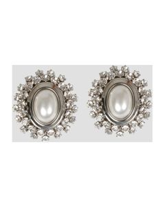 Crystal And Pearls Oval Earrings