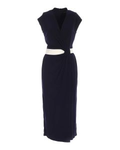 Polo Ralph Lauren V-Neck Contrasted Strapped Midi Dress