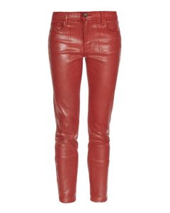 Red metallic denim jeans
