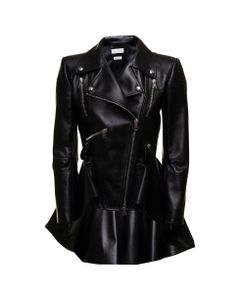 Alexander Mcqueen Woman's Asymmetric Black Leather Jacket