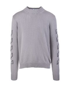 Man Grey Pullover With Inlaid Arrows And Diagonals