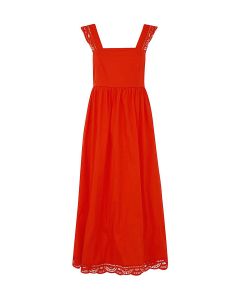 TWINSET Lace Detailed Midi Poplin Dress
