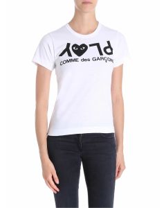 White T-shirt with black logo print