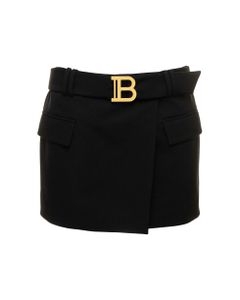 Balmain Woman's Low Waist Mini Skirt With B Buckle Logo