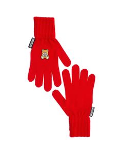 Moschino Teddy Embroidered Gloves