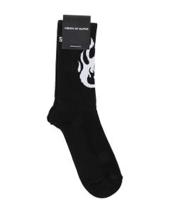 Black Socks With White Fire Logo