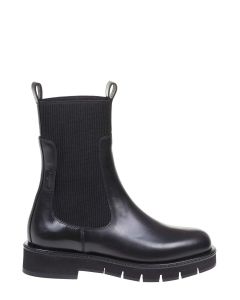 Salvatore Ferragamo Chelsea Ribbed-Detail High Ankle Boots