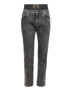 Dolce & Gabbana Layered Waistband Slim Cut Jeans