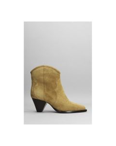 Darzio Texan Ankle Boots In Taupe Suede