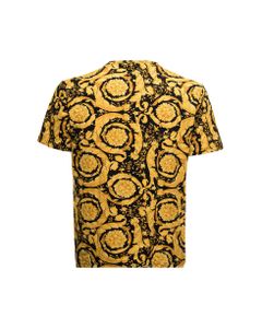 Baroque Yellow And Black Cotton T-shirt Versace Man