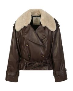 This Brunello Cucinelli Jacket Is Made Of Leather With A Shearling Collar