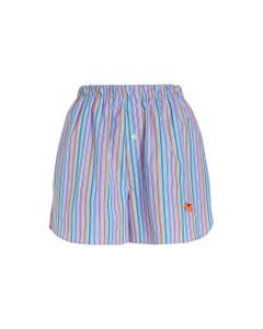 Woman Light Blue Shorts With Multicolored Stripes