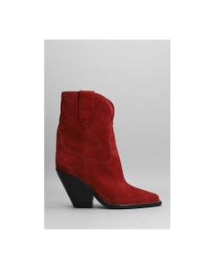 Leyane Texan Ankle Boots In Bordeaux Suede