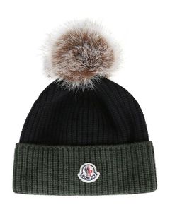 Logo Patched Fur Detail Beanie