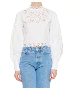 TWINSET Perforated Detail Puff-Sleeved Top