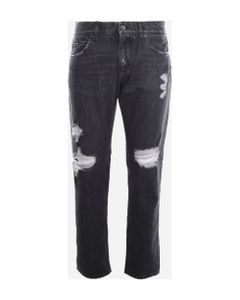 Distressed Cotton Denim Jeans