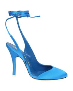 The Slingback Carrie Penthouse In Turquoise Satin