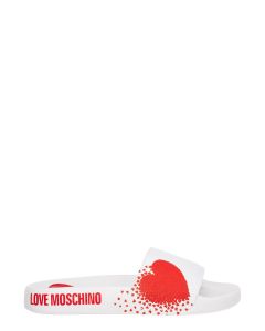 Love Moschino Heart Graphic Printed Slides