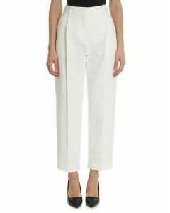 White jeans with front pleats